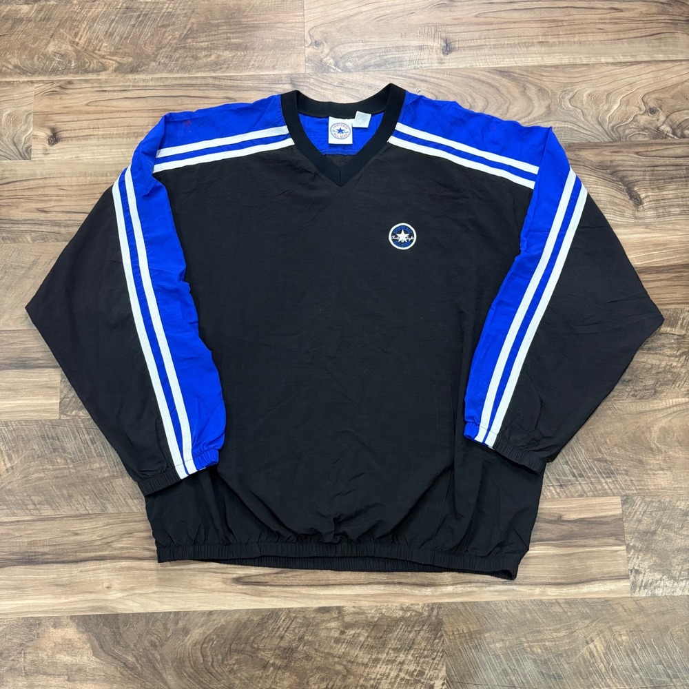 Vintage Y2K Converse Windbreaker Mens XXL Black Blue Chuck Taylor Pullover 90s
